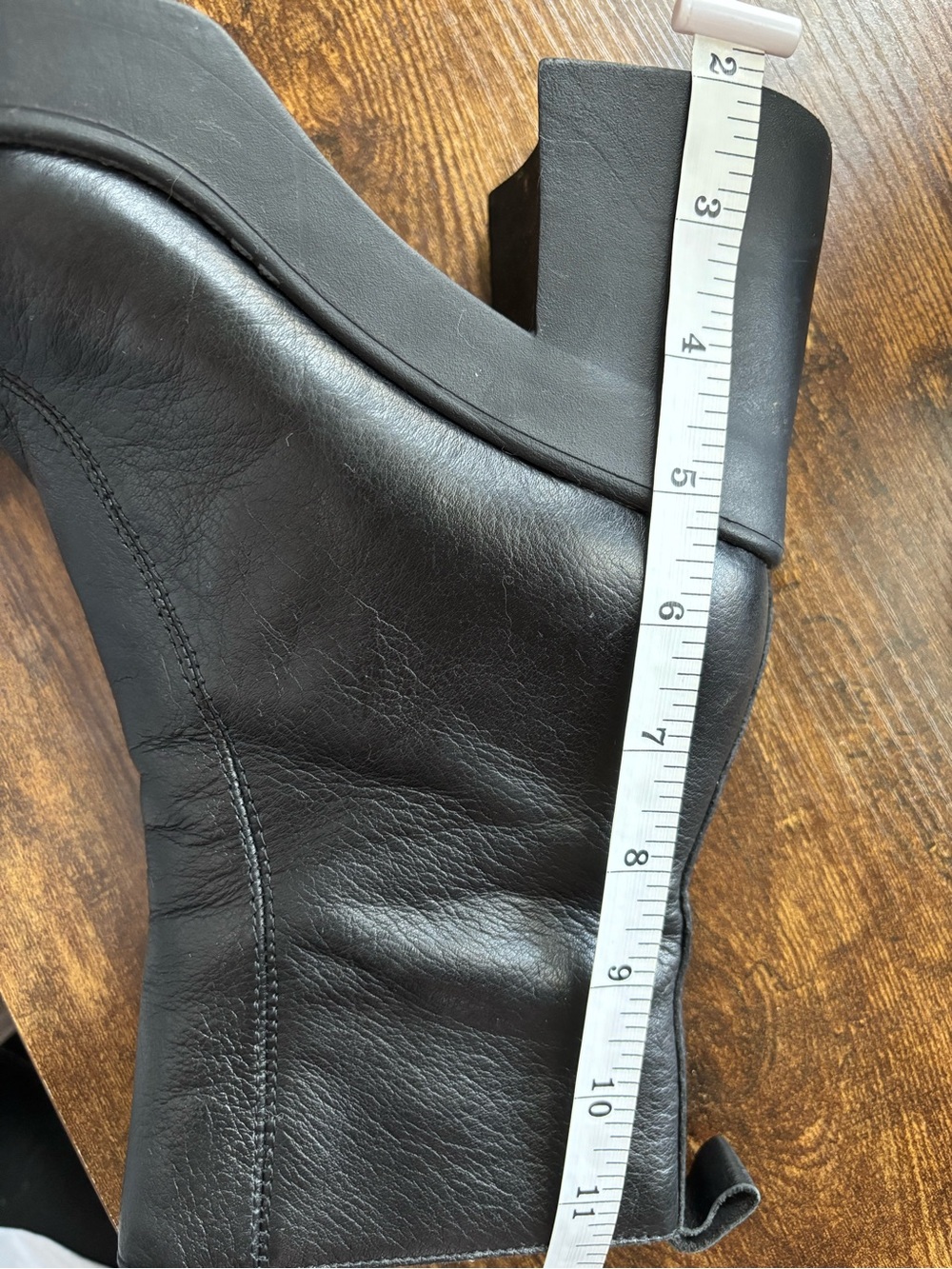 Steve Madden Black Leather Square Toe Platform Heeled Ankle Boots 7M - Picture 11 of 11